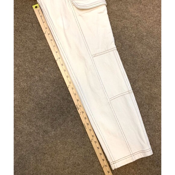 Pacsun Cargo Jeans Womens XS High Rise Wide Leg Bone White Utility Denim Pants - Picture 5 of 8